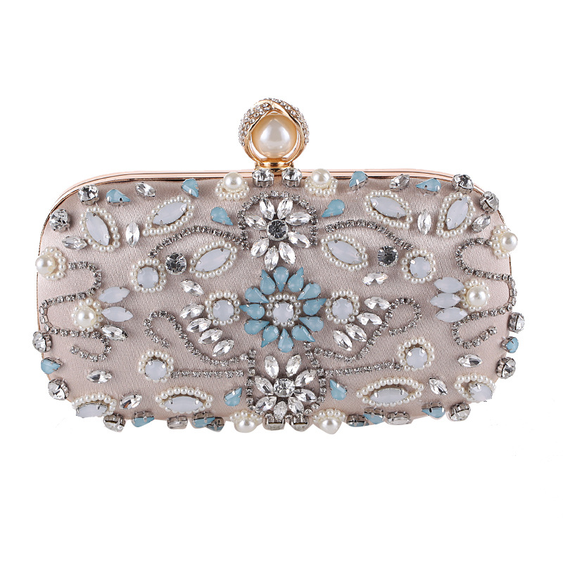 European And American New Handmade Beaded Banquet Bag With Diamond Clutch display picture 3