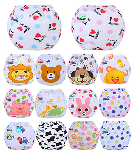New baby diapers, baby cartoon training pants, learning pants, children's [flannel] cloth diapers