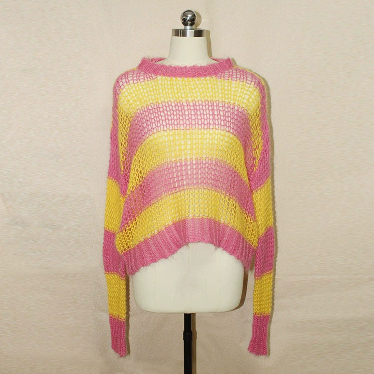 Дунгуань шерстяной свитер производитель дизайнер оригинальный мохер в полоску