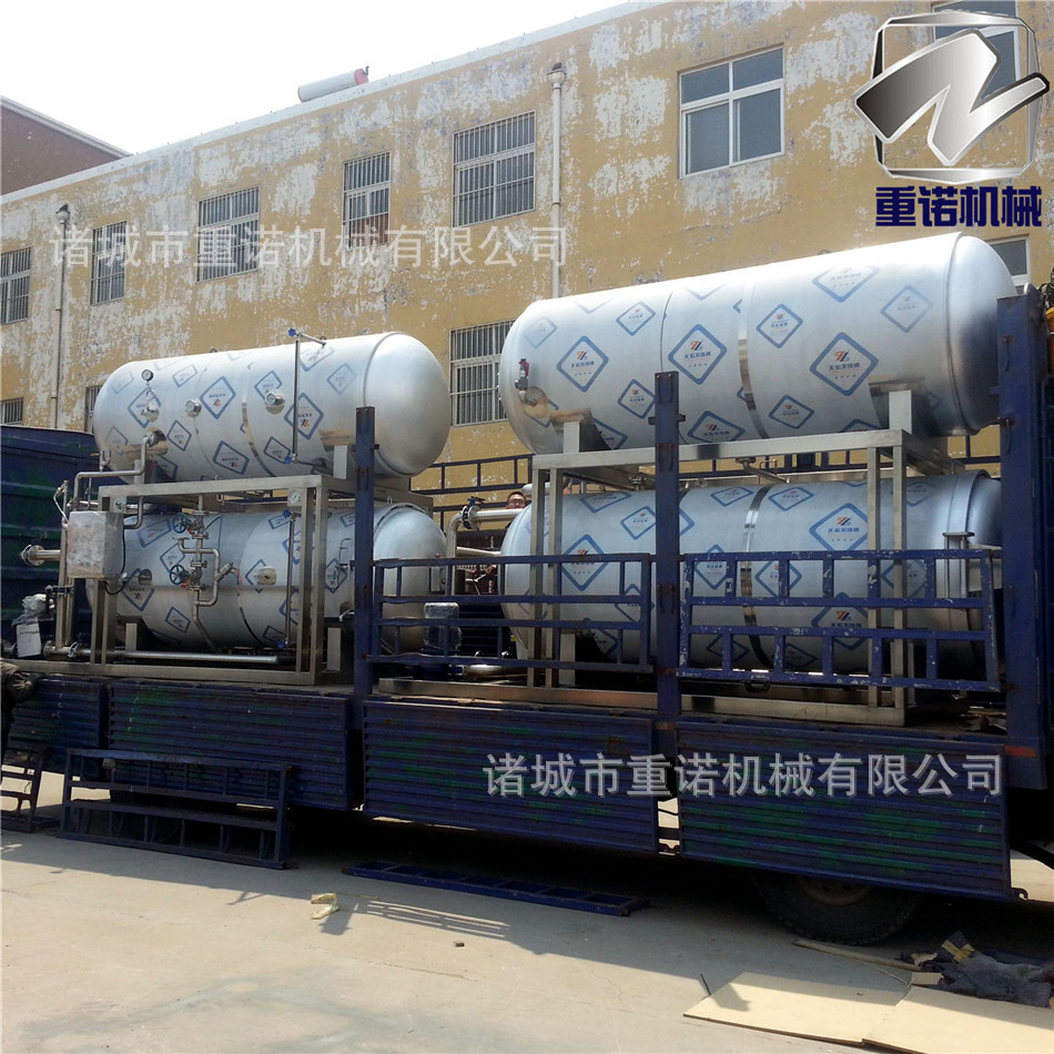 供应诸城熏肉熏鱼类热水循环式杀菌锅 易拉罐双层卧式高温杀菌锅