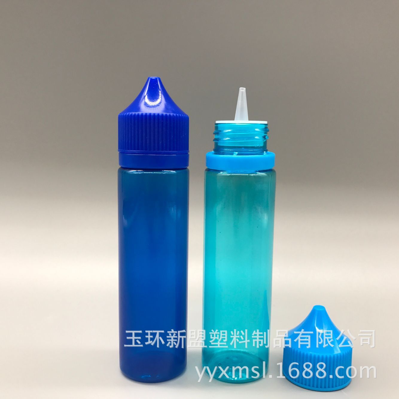 供应60ml透明蓝色大猩猩注油瓶 防盗压旋盖笔杆式注油瓶