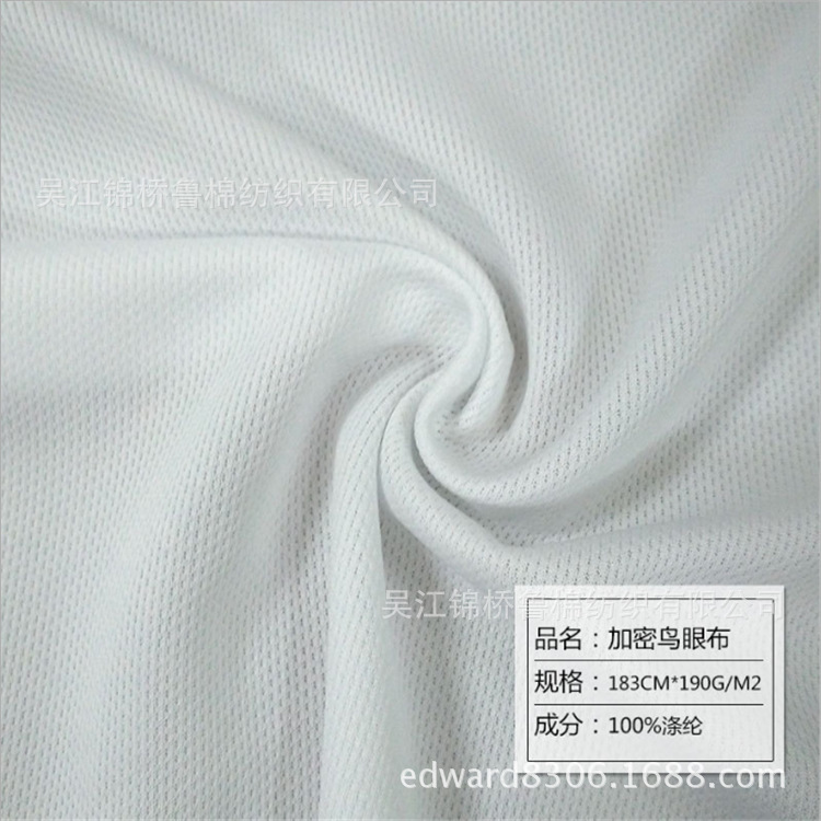 White Moisture-Absorbent, Quick-Drying and Cool-Feeling Three-Level Bird's Eye Jacquard T-Shirt Hole Cloth Brocade Polyester Spandex Elastic Flat Bubble Wrinkle Cloth