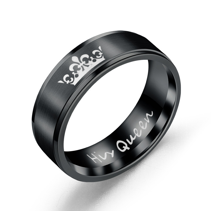 Titanium Steel Retro Love Ilove You Hand In Hand Couple Ring display picture 7