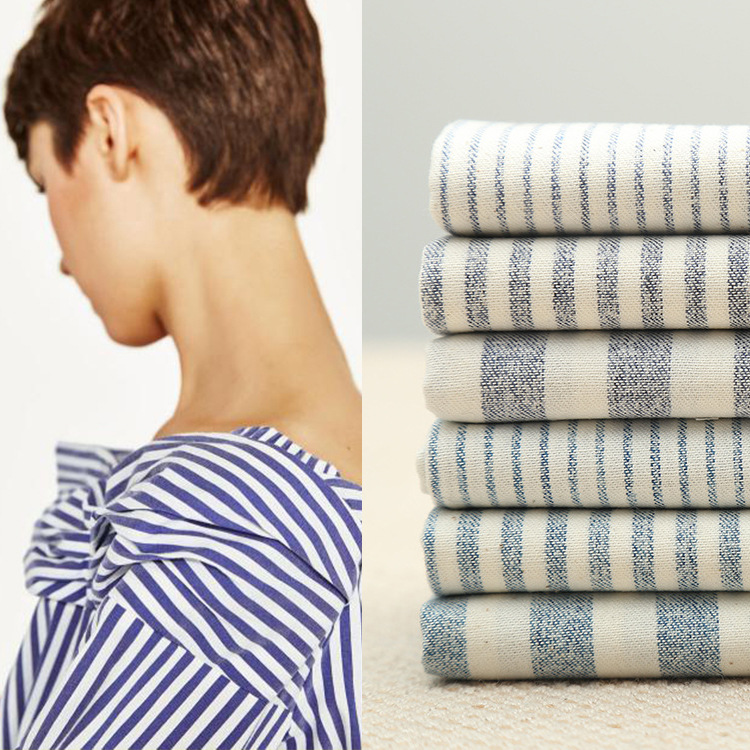 优质全棉平纹隐条色织面料 高档春夏衬衫连衣裙男女装面料 现货