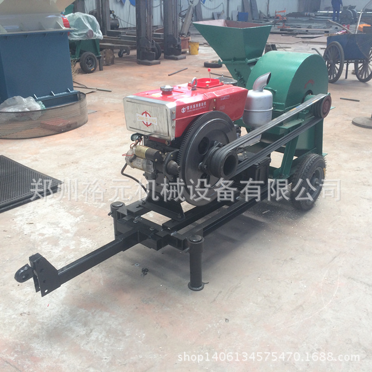 小型移动式木材粉碎机 柴油动力木屑机 园林树枝树干粉碎机