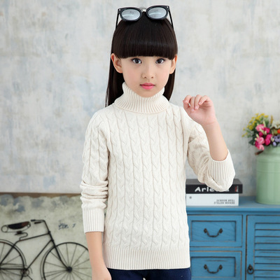 女童绞8麻花高领打底衫童装韩版时尚打底衫中大儿童针织毛衣保暖|ru