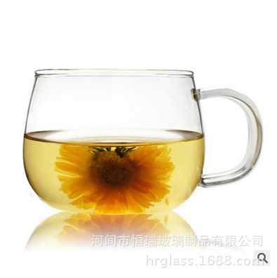 【厂家直销】定制加厚型人工吹制耐热玻璃绿茶杯耐热玻璃杯单杯