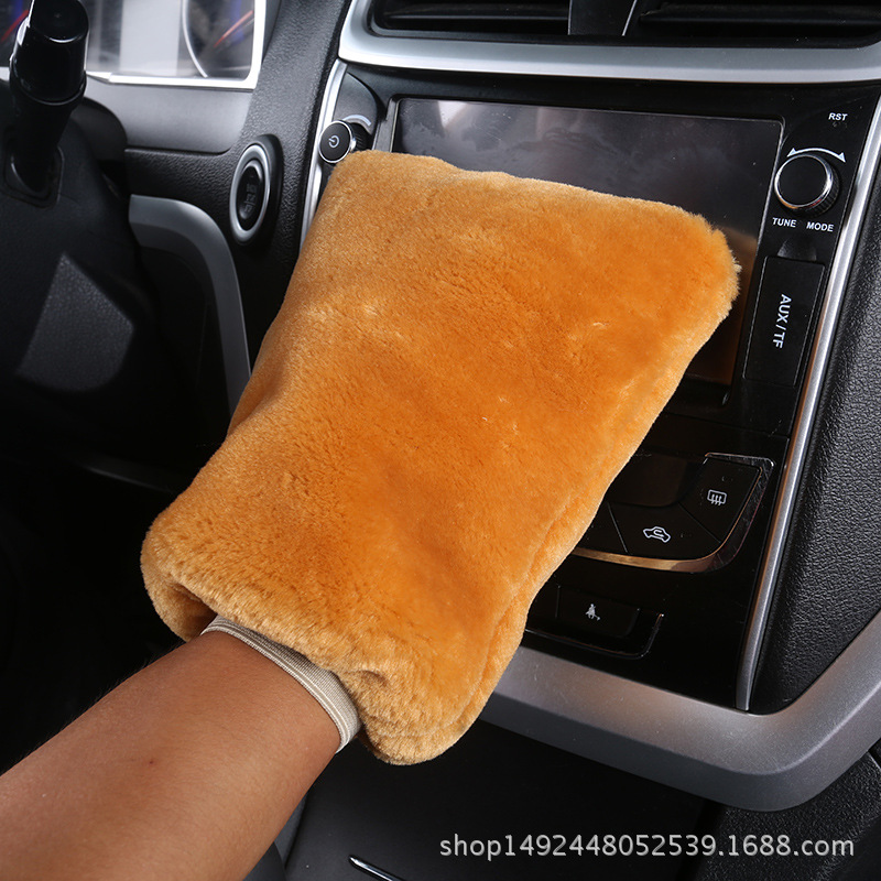 洗车手套毛绒擦车手套汽车打蜡手套加厚熊掌雪尼尔抹布清洁工具