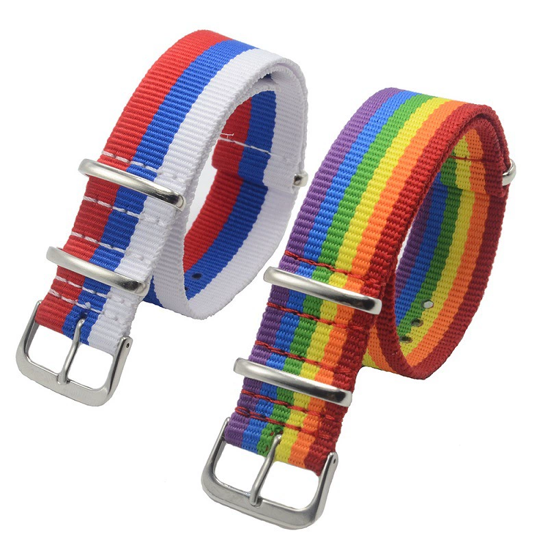 Nato strap Радуга нейлон DW браслет интерферентный холст ремешок текстильный браслет 14 18 20 22 м