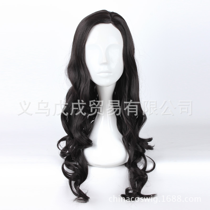Anime Wig Wonder Woman Diana Prince Black Big Wave Long Bangs Long Curls Spot