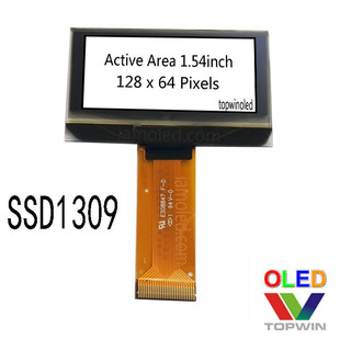 1.54-inch white oled LCD screen UG2864KSWMG01 White ssd1309 topwin