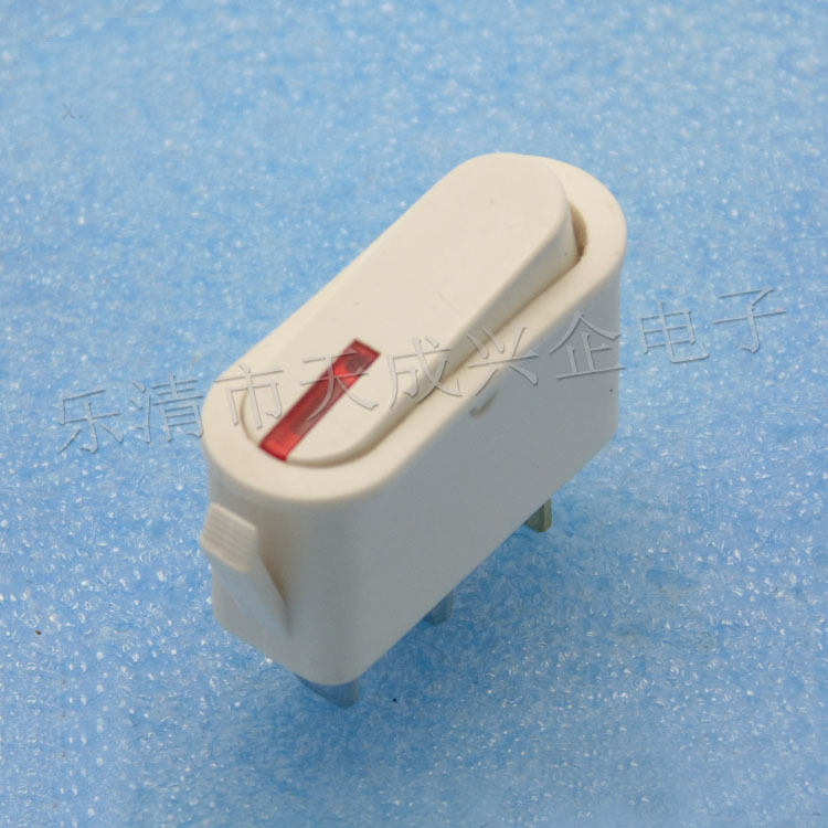 供应翘板开关白色带灯2档船型开关3脚蒸脸器电源开关KCD3按钮开关