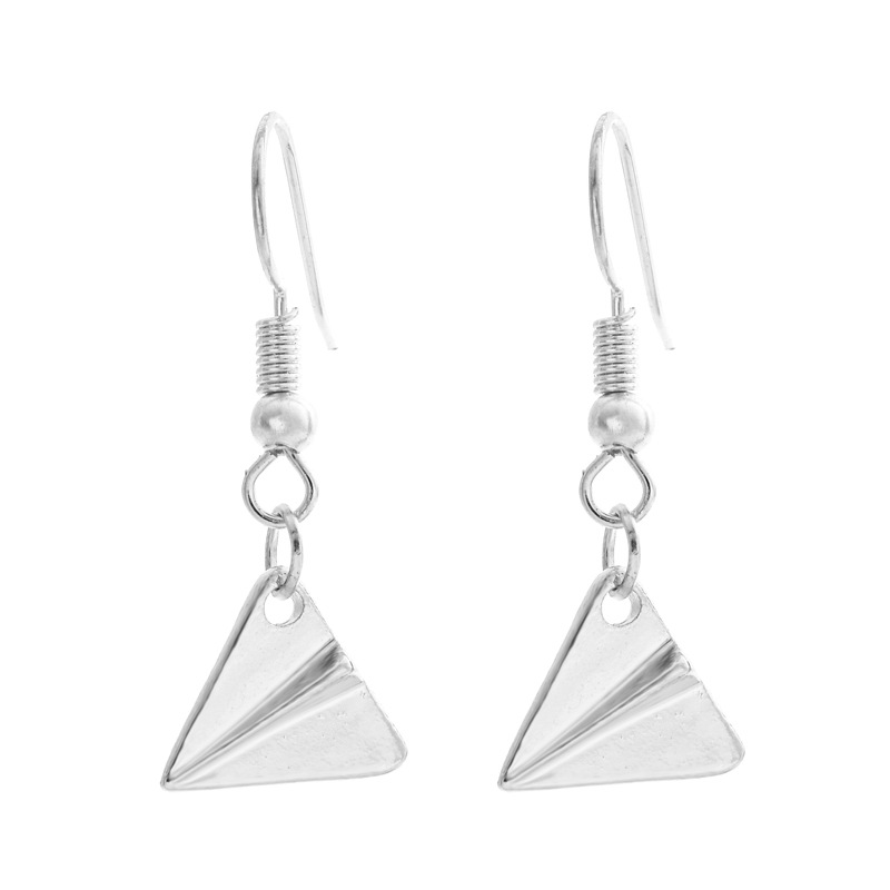 Fashion Simple Small Airplane Head Earrings Alloy Electroplated Paper Airplane Earrings display picture 14