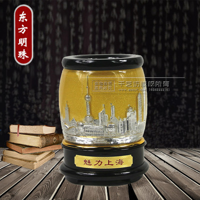 老師學生禮品旋轉多功能辦公創意五牛圖浮雕瓦當實用工藝筆筒批發