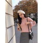 2017秋装新款韩版百搭宽松气质喇叭袖小高领坑条毛衣女