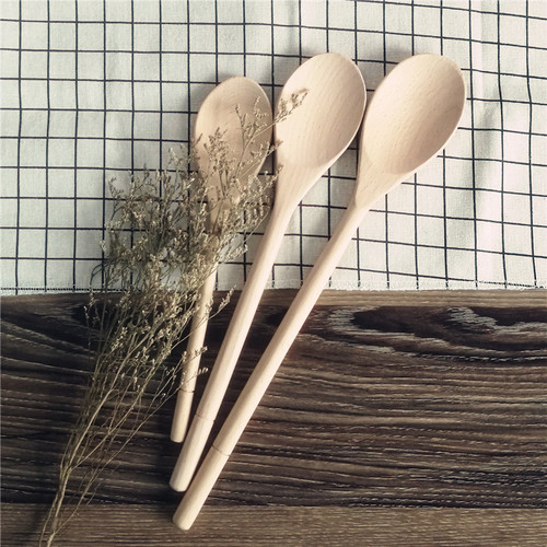 Beech wooden spoon cooking spoon soup pot milk pot cooking spoon baking spoon mixing spoon solid wood spoon
