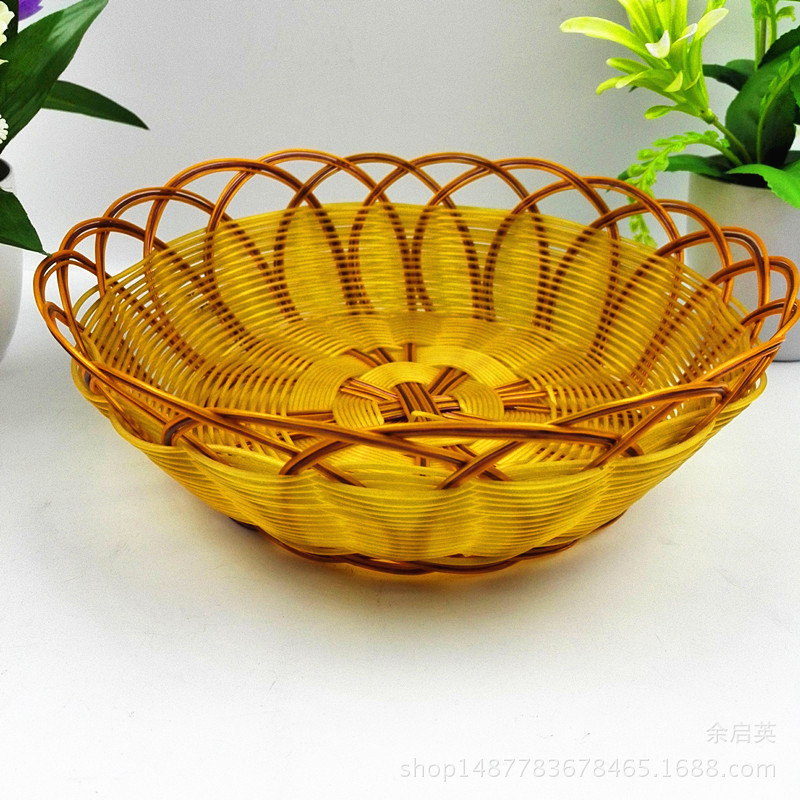 大量供应双色手工编织圆篮 塑编果篮 编织水果篮 水果蔬菜篮-阿里巴巴