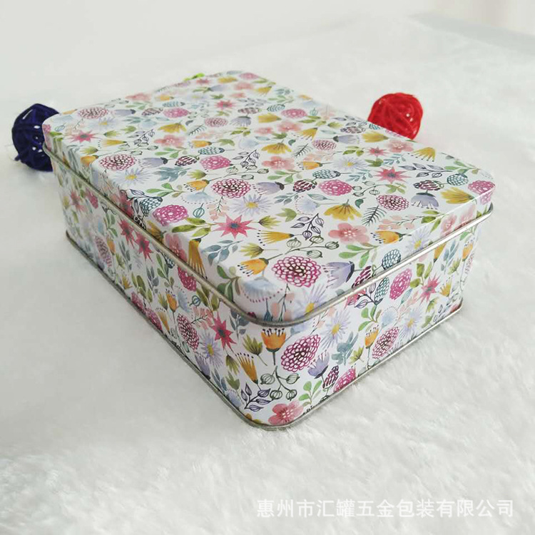 厂家直销花系中号方形铁盒 铁罐 储物盒 收纳盒批发零售