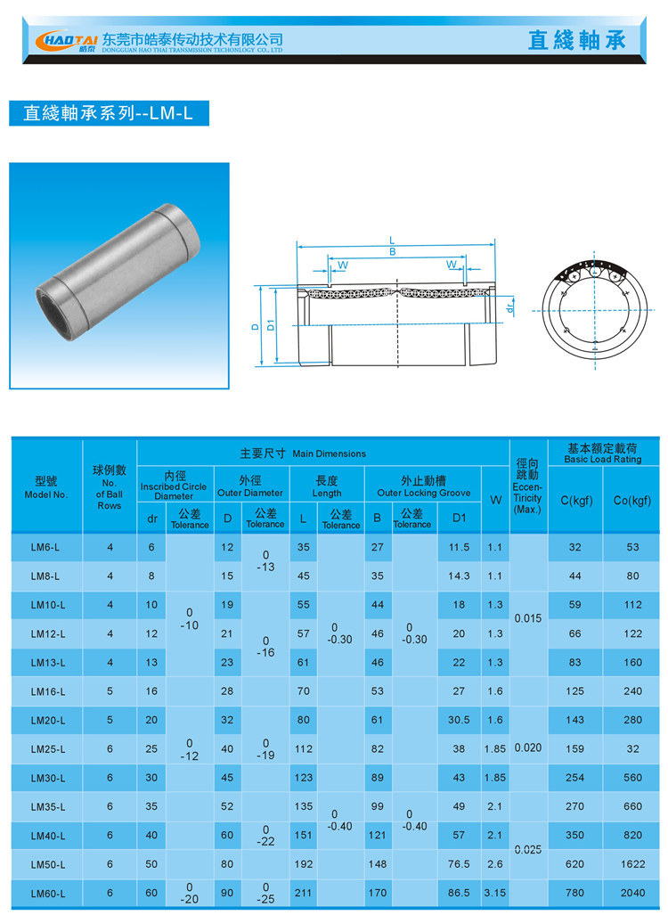 方型加长法兰直线轴承LMK6L/8/10/12/13/16/20/25/30/35/40/50L