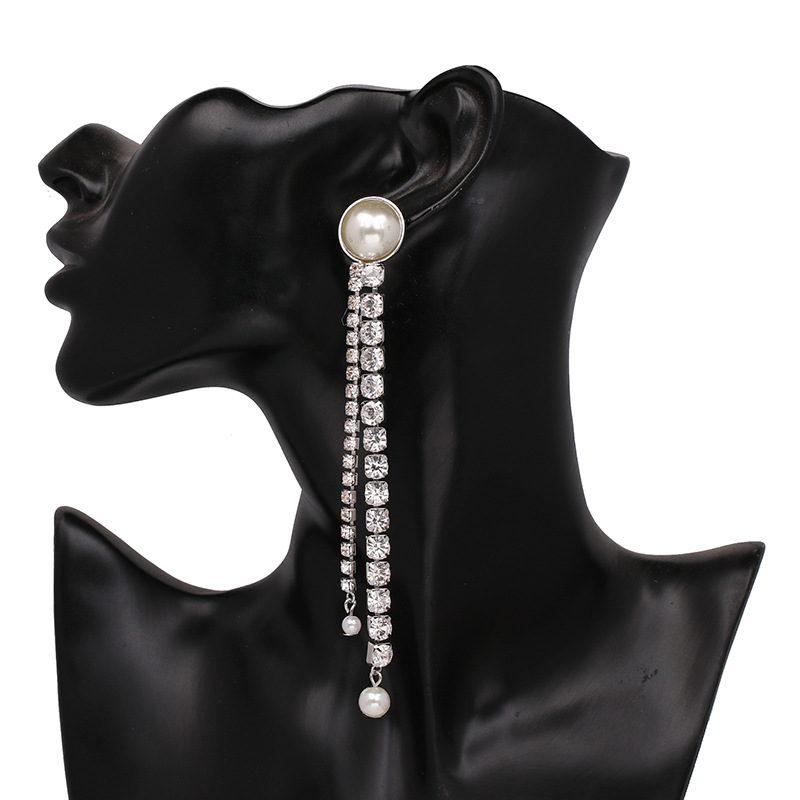 Pearl Tassel Earrings Hot Jewelry Earrings Wholesale display picture 3