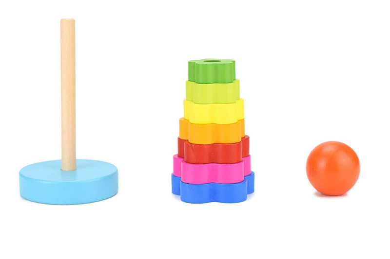 Красивый деревянный развивающий конструктор, башня, Jenga, кольца,