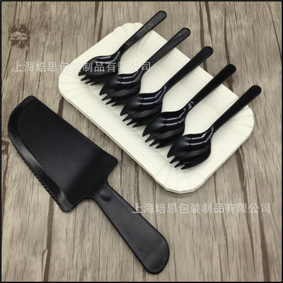 薄款三齿叉勺加长盘盘叉组套装一次性5盘5叉生日餐具独立包装|ms