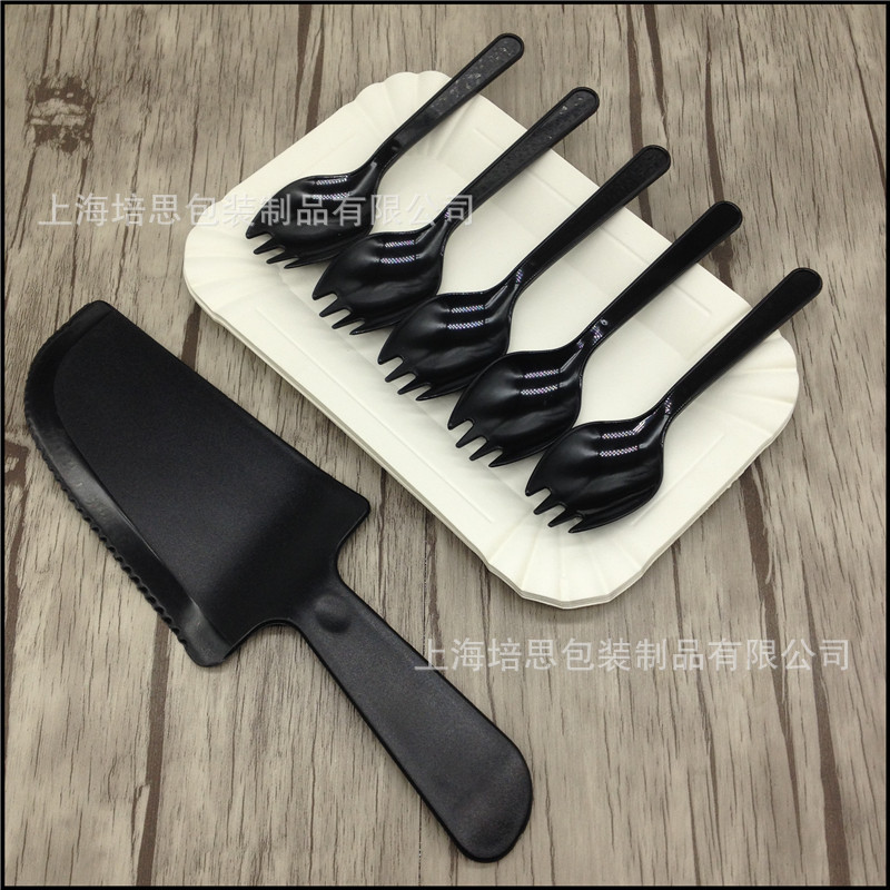 薄款三齿叉勺加长盘盘叉组套装一次性5盘5叉生日餐具独立包装|ms