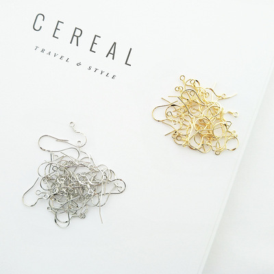 亮眸925银镀14K真金耳钩 简约银色 耳勾手工饰品配件DIY|ms