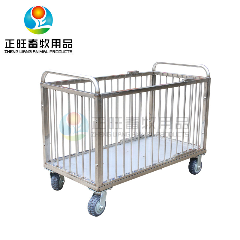 acero inoxidable desmontable carro giratorio de carro giratorio de carro de transporte de cerdos pesado equipo de cría de jaula de cerdos