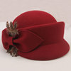 Demi-season hair cap, fashionable elegant hat, woolen decorations with bow, wholesale