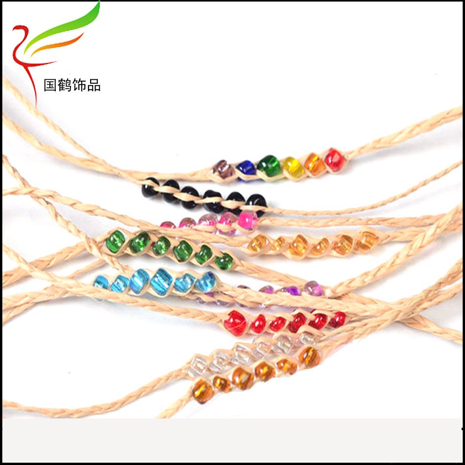 拉菲草6颗米珠手链5