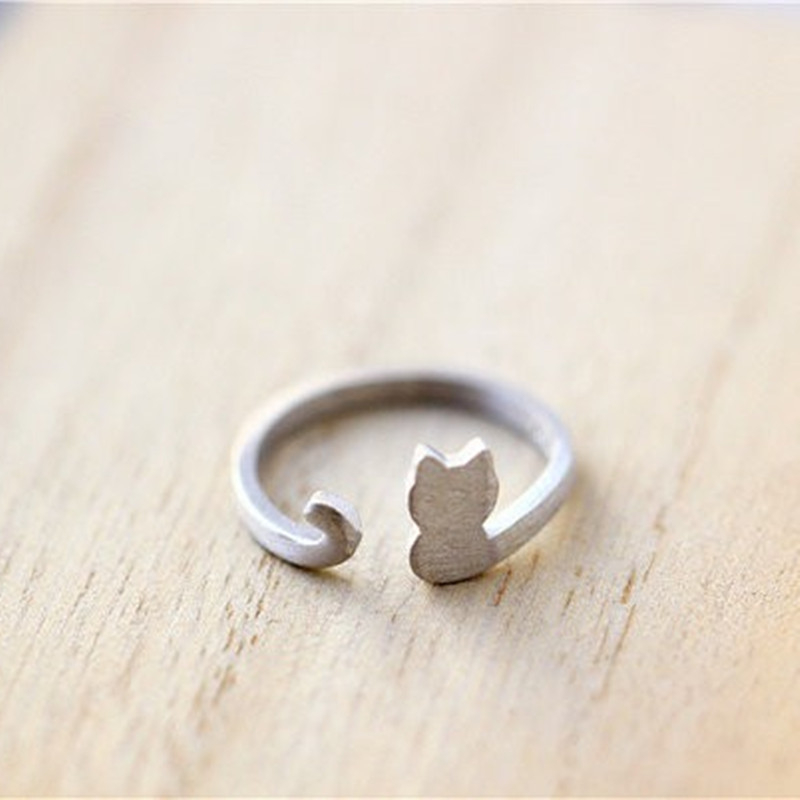 Hot Animal Cat Ring Alloy Electroplated Gold Silver Rose Color Protection Kitten Ring Wholesale display picture 8