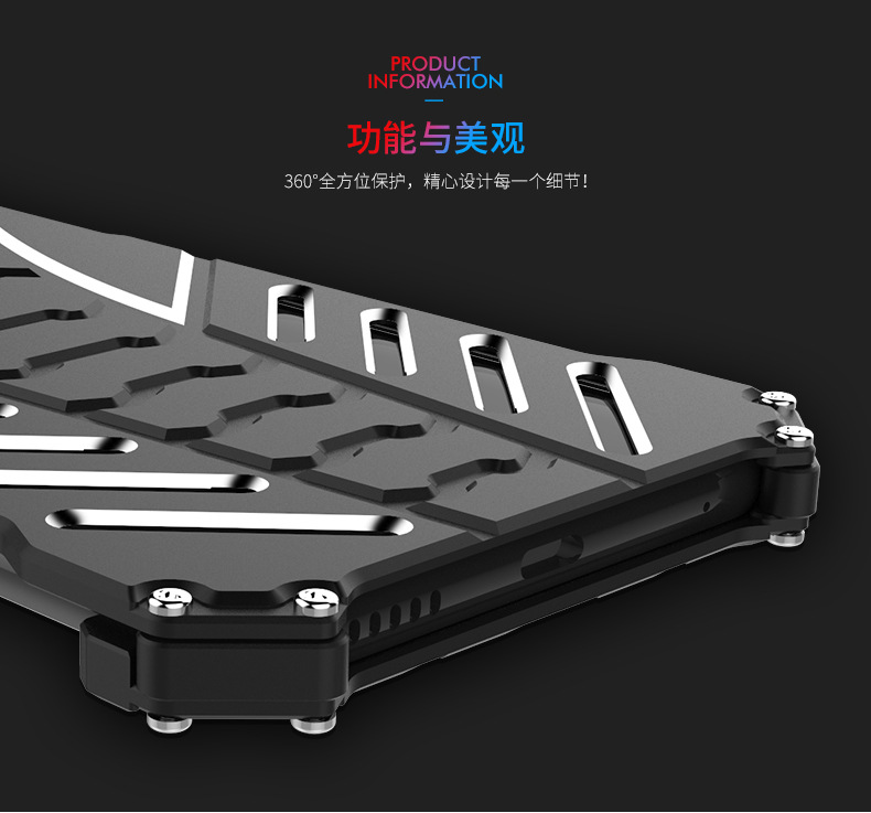 R-Just Batman Shockproof Aluminum Shell Metal Case with Custom Batarang Stent for LG V30 & LG V30+
