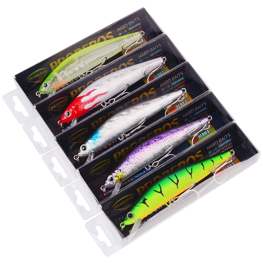 5 Colors Shallow Diving Minnow Lures Sinking Hard Plastic Baits Fresh Water Bass Swimbait Tackle Gear