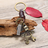 Leather keychain with zipper, metal robot, fashionable accessory, Korean style, genuine leather, wholesale