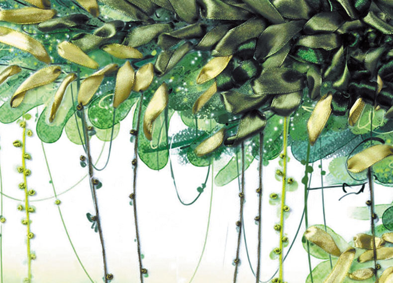 Oujin nianhua Cinta Bordado Directo de Fábrica color impresión colgante pintura tranquila junto al lago Sala estar decoración entrada