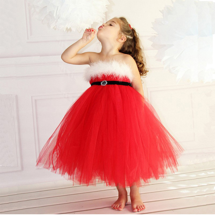 Christmas Princess Color Block Patchwork Cotton Blend Polyester Girls Dresses display picture 1