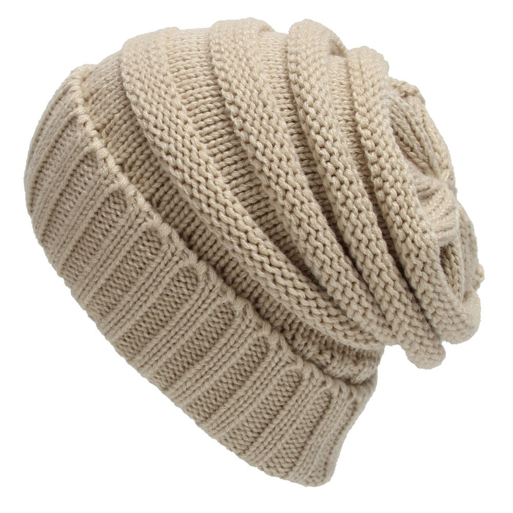 Outdoor autumn and winter striped pullover without a logo hat, couple's warm knitted hat with yarn_voghion.com