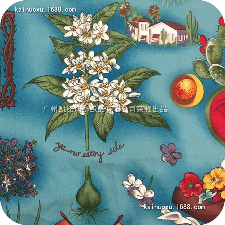 全棉斜纹弹力印花面料 蝴蝶玫瑰 女装连衣裙印花布  童装时尚布料