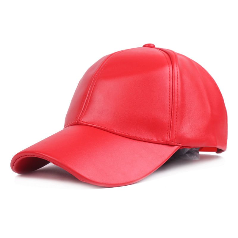 Leder Duckbill Cap Light Board Baseball Cap Herren und Damen Leder Cap Herbst PU Cap Monochrom Damen Modische und vielseitige Reise Cap_voghion.com