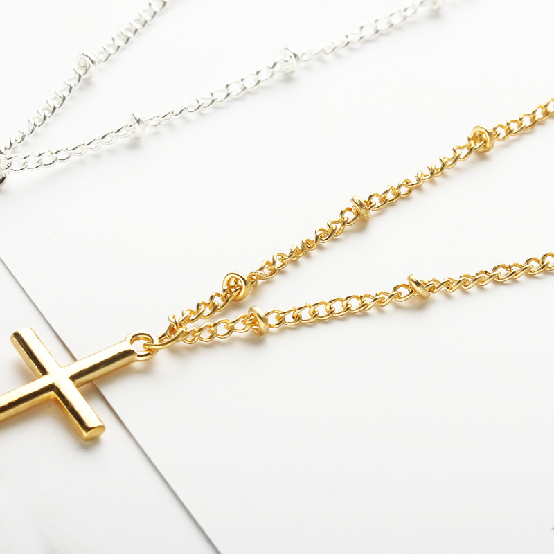 Cross Jesus electroplating bright color positioning bead chain necklace couple necklace clavicle cha