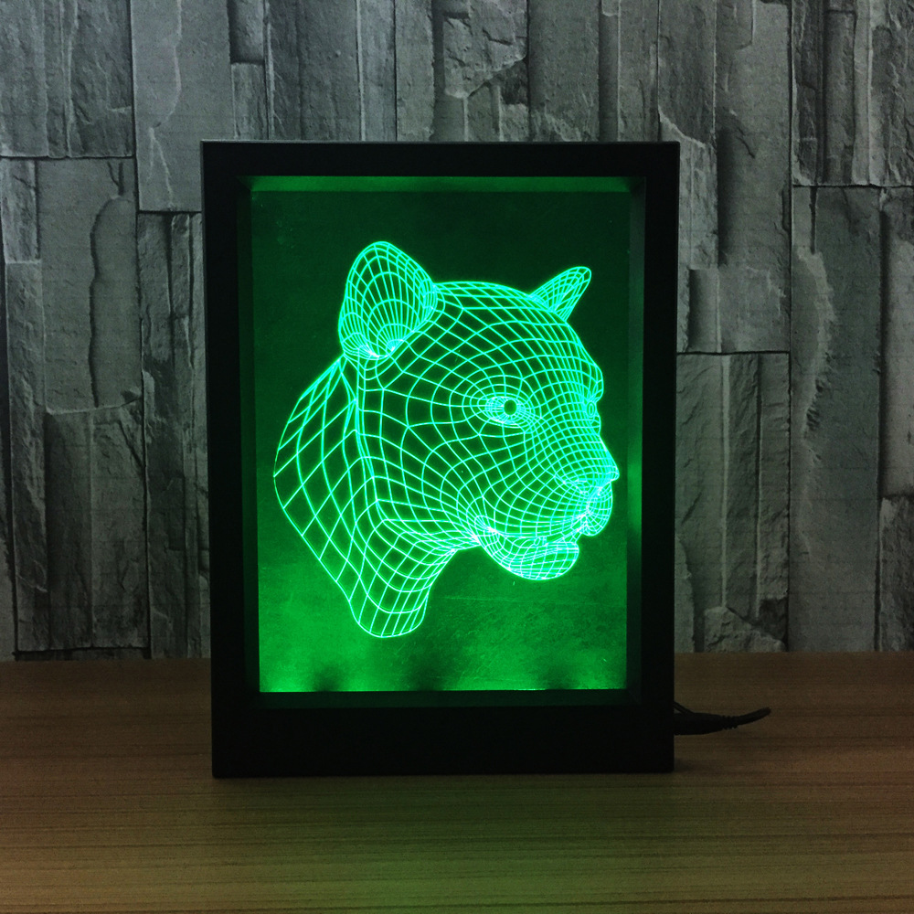 3d 相框灯 遥控式 创意产品 新奇特led灯豹头