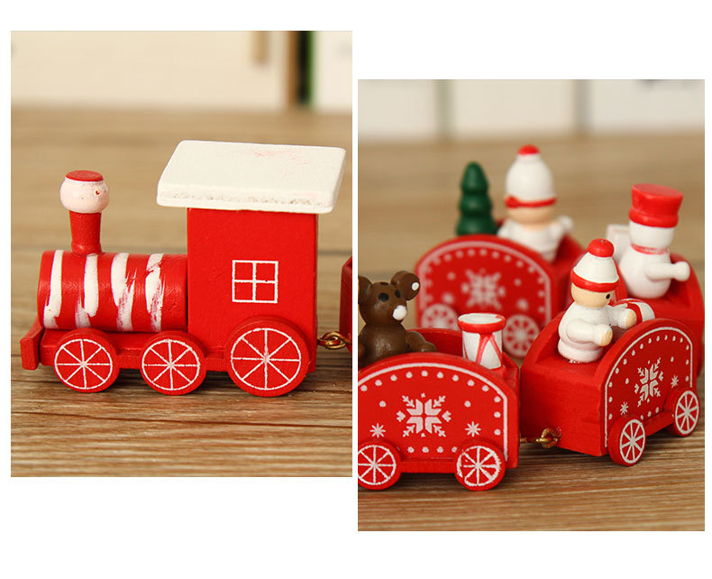 Christmas Cute Pastoral Christmas Tree Train Snowman Wood Indoor Party Festival Ornaments display picture 9