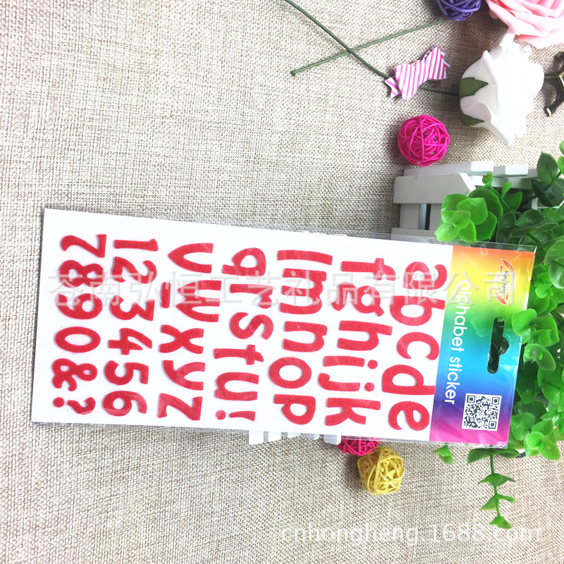 红色不织布无纺布ABC字母贴纸
