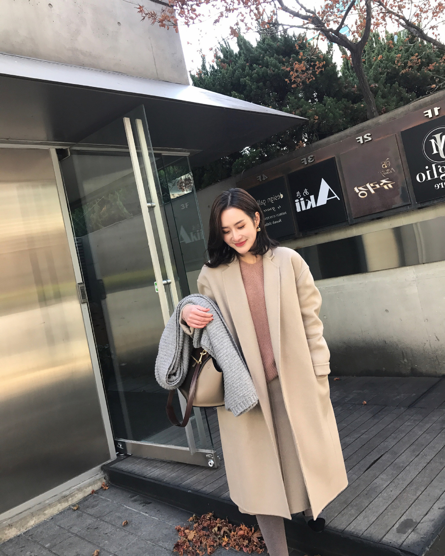 18 mùa thu và mùa đông phiên bản mới của Hàn Quốc của hồ sơ màu sắc nặng của bột yến mạch trà lỏng làm thủ công áo khoác hai mặt mẫu áo dạ đẹp 2021