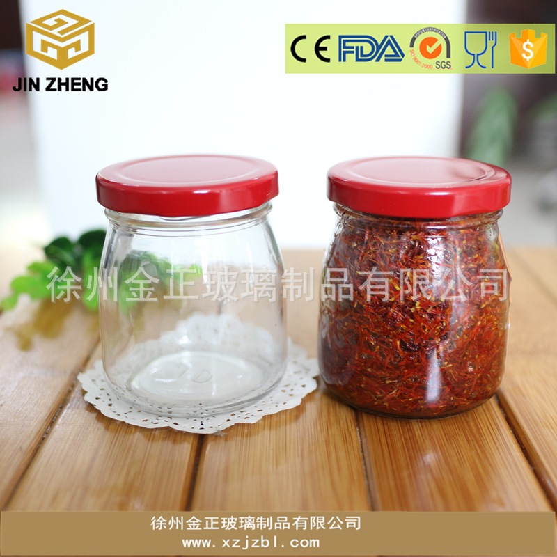 厂家大量批发 150ml食品级透明玻璃酱菜瓶 配套马口铁盖