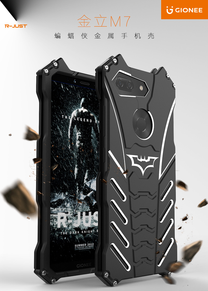 R-Just Batman Shockproof Aluminum Shell Metal Case with Custom Batarang Stent for Gionee M7