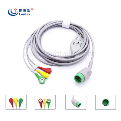 厂家直销 兼容美敦力 Lifepak12/20/120监护仪一体式心电导联线|ru