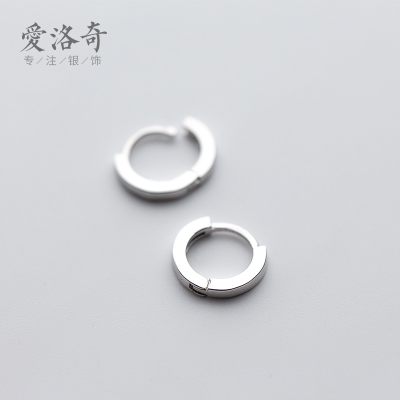 Eloch S925 botón de orejas de plata para mujeres círculo de geometría brillante temperamento joyas de orejas compactas para mujeres G1255
