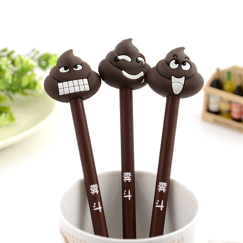 a17 Creative Cute Poop Water Pen Cartoon Realistic Poop Expression Shape Neutral Pen Black